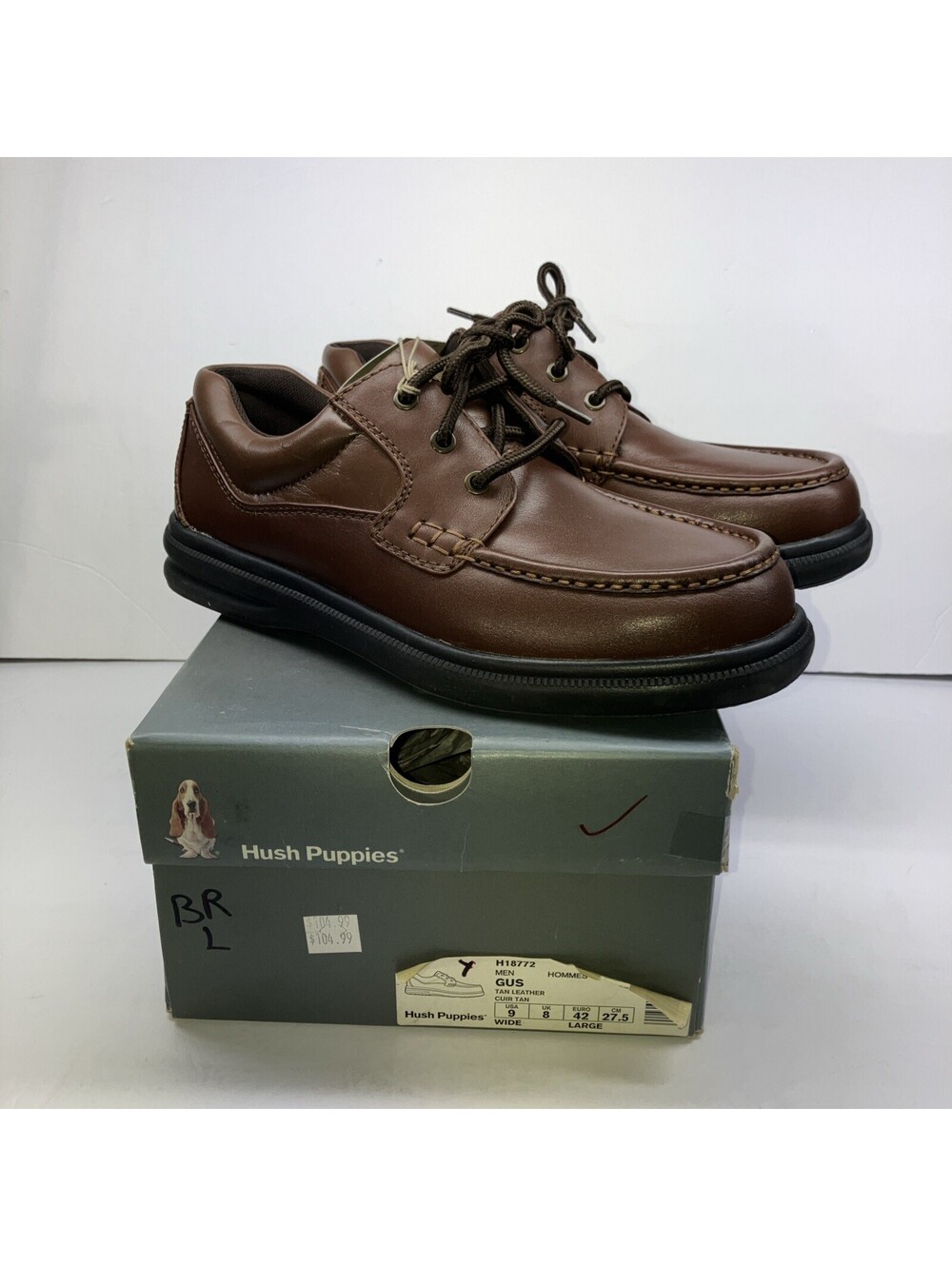 Hush Puppies Gus Men's Size 9 Wide Shoe Tan H18772 Lace Up Comfort Curve NEW